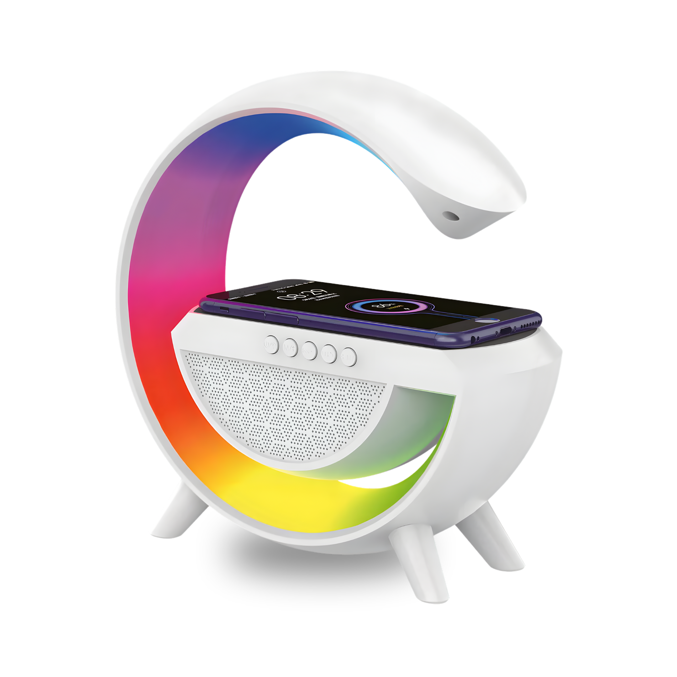 LÁMPARA INTELIGENTE RGB CON PARLANTE BLUETOOTH Y CARGADOR