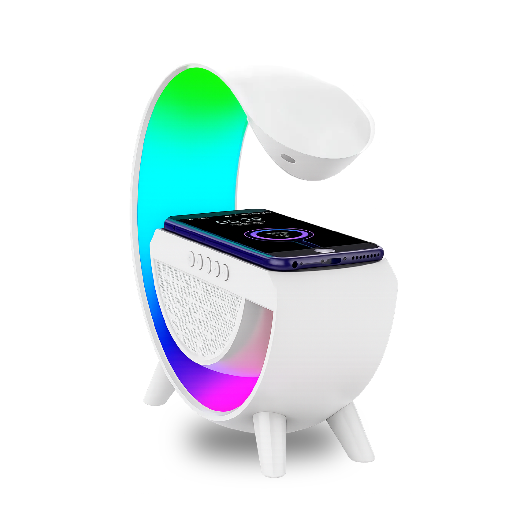 LÁMPARA INTELIGENTE RGB CON PARLANTE BLUETOOTH Y CARGADOR