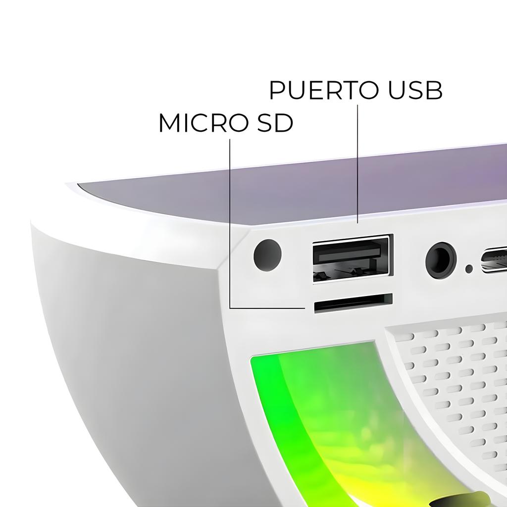 LÁMPARA INTELIGENTE RGB CON PARLANTE BLUETOOTH Y CARGADOR
